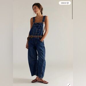 Free People We The Free Good Luck Barrel Overalls XL NWOT